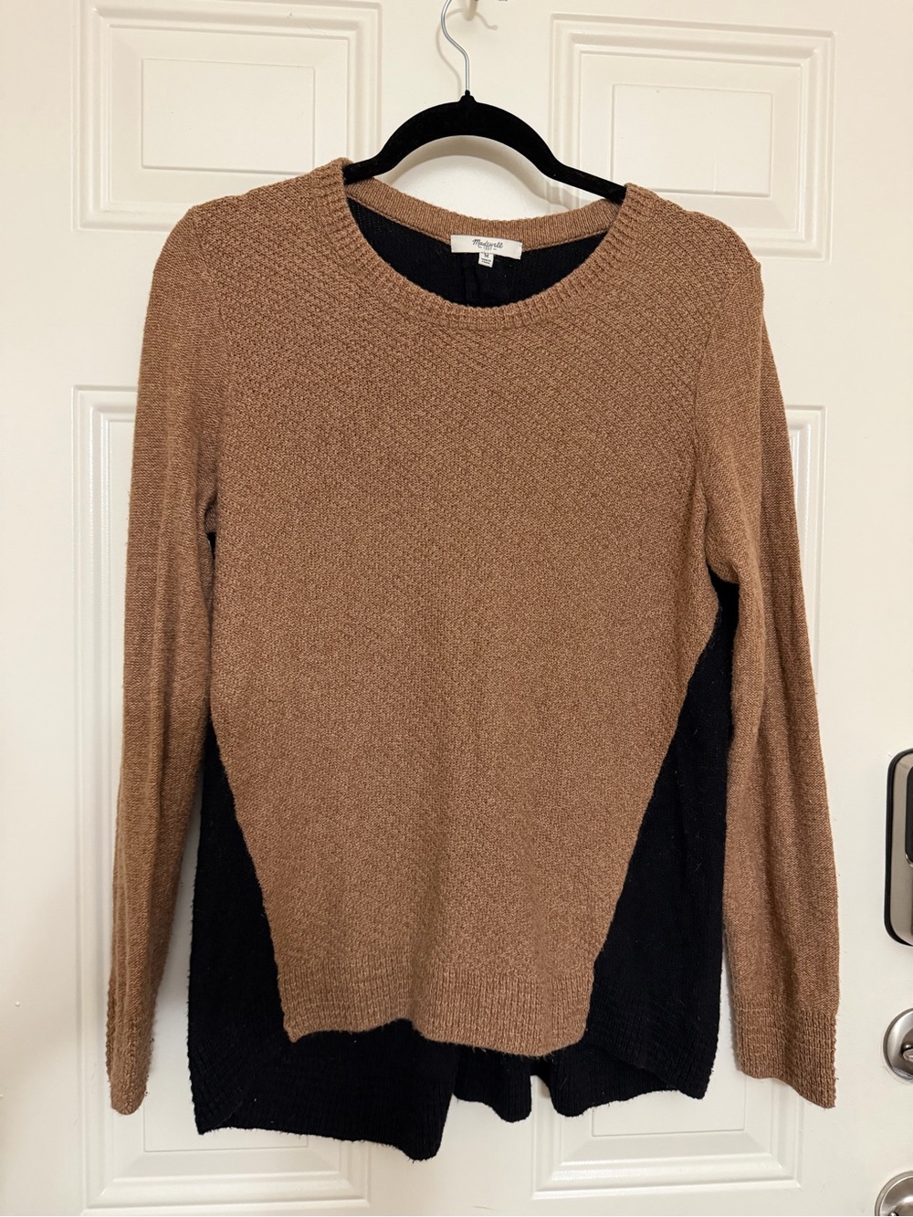 Madewell Brown and Black Two-Tone Crewneck Sweater